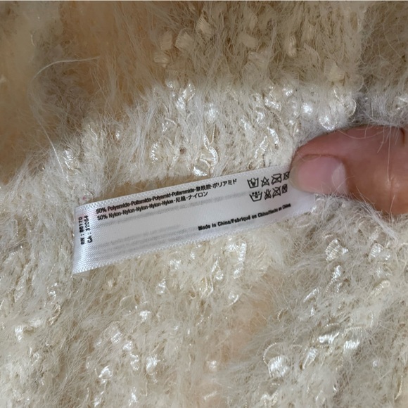 🤍 Anthropologie Sleeping on Snow open-front cream sparkly flowy cardigan - Picture 4 of 8